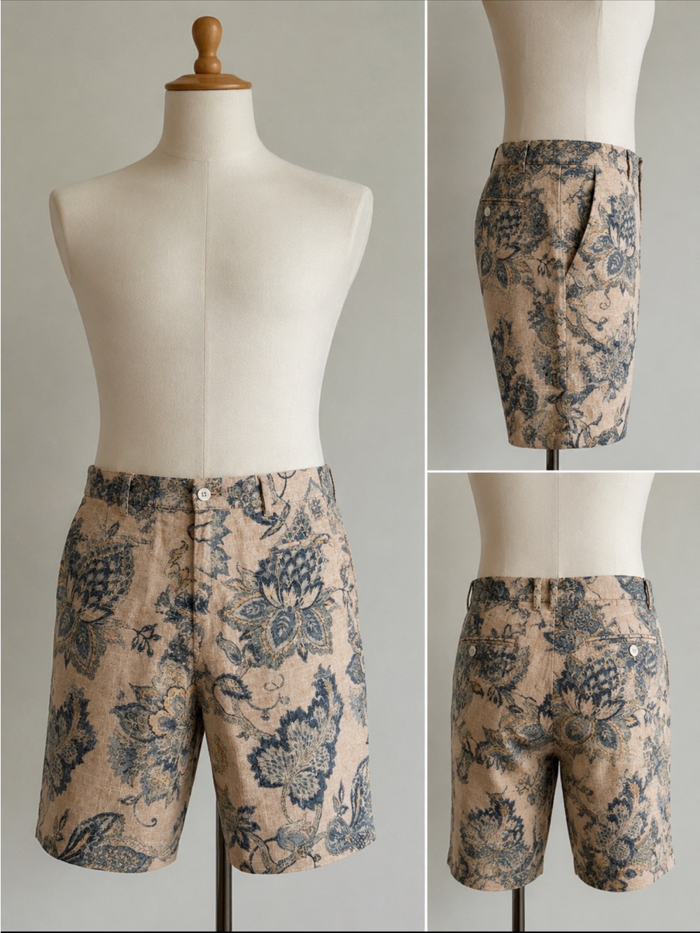 J.McLaughlin Men's Linen Blend Paisley Floral Shorts Size 36